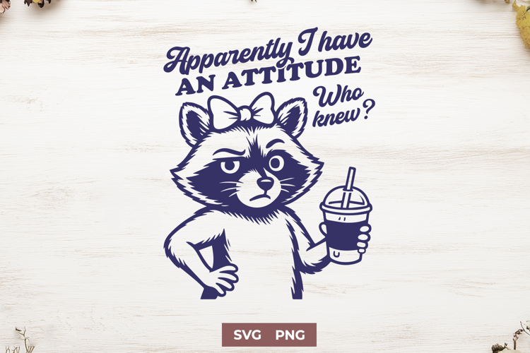 Attitude Raccoon SVG, Sassy Animal Clipart, Coffee Lover PNG