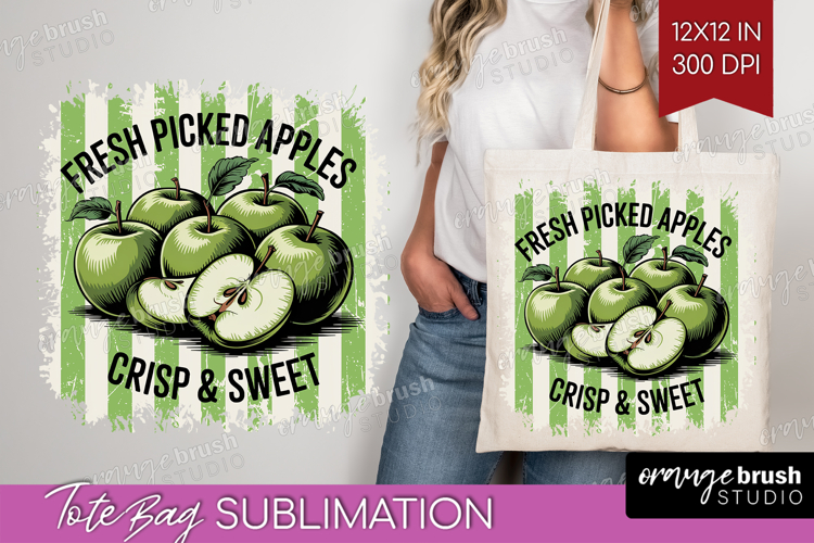 Apple Vintage Fruit Tote Bag Summer Tote Bag PNG Sublimation