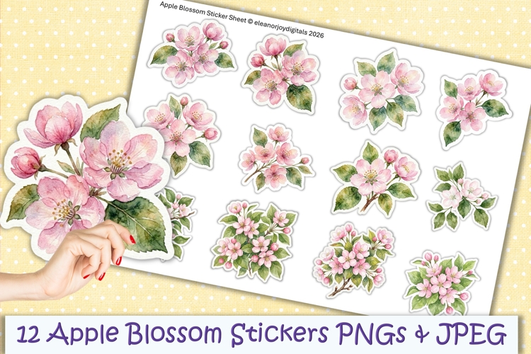 12 Summer Apple Blossom Planner sticker PNGs