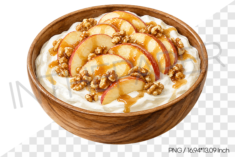 Apple Caramel Walnut Yogurt PNG Clipart Watercolor Fruit