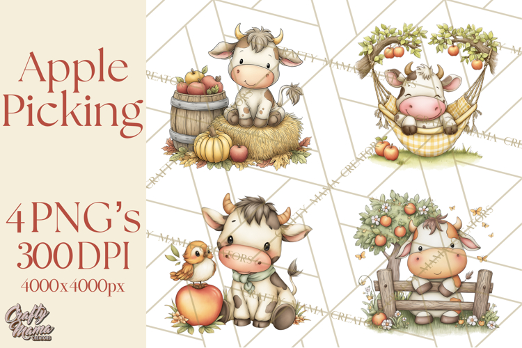 Watercolor Apple Orchard Animal PNG Clipart, Fall Png