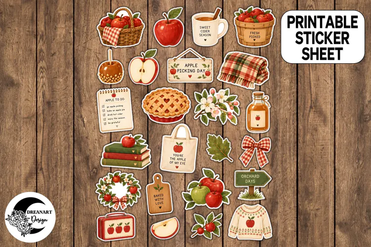 Apple Orchard Stickers - PNG Sticker Sheet