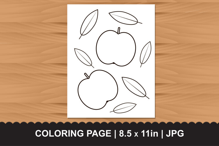 Apples and Leaves Coloring Page JPG example image 1