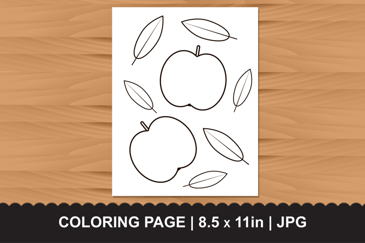 Apples and Leaves Coloring Page JPG