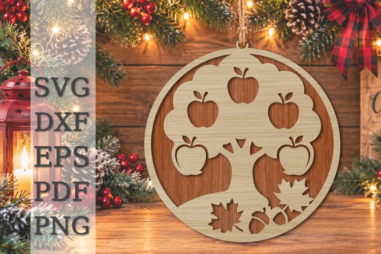 Apple Tree Ornament Laser Cut SVG example image 1