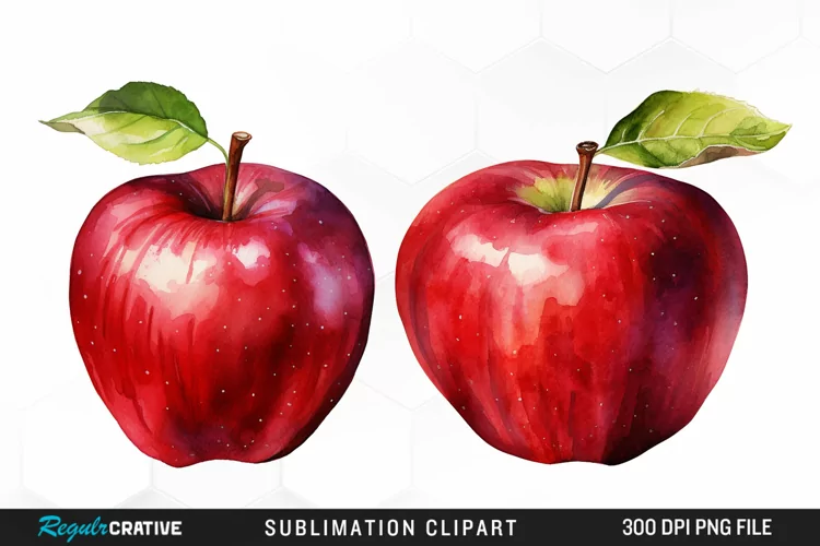 Watercolor Apple Graphics Clipart