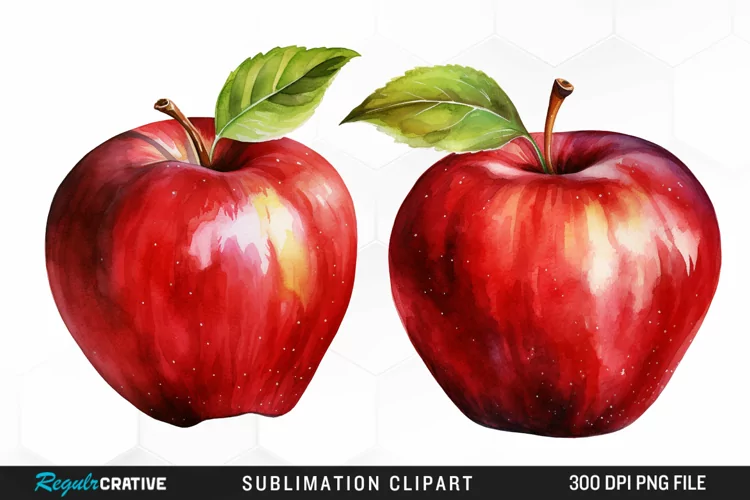 Watercolor Apple Graphics Clipart