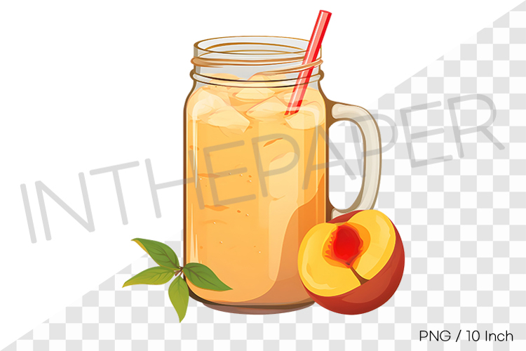 Apricot smoothie in glass jar PNG fruit cartoon summer art