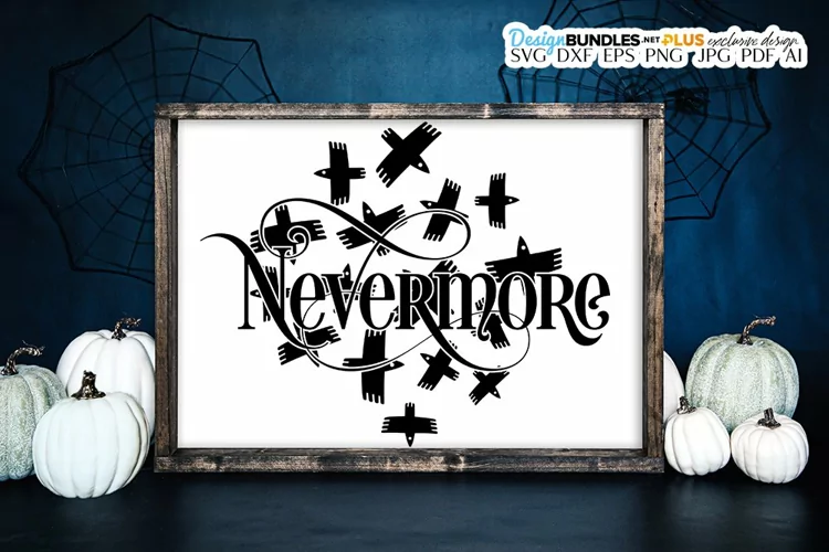 Nevermore With Ravens SVG | Halloween Quote
