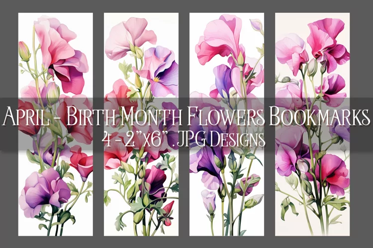 Floral Bookmark, April Bookmark, Sweetpea Flowers Bookmarks