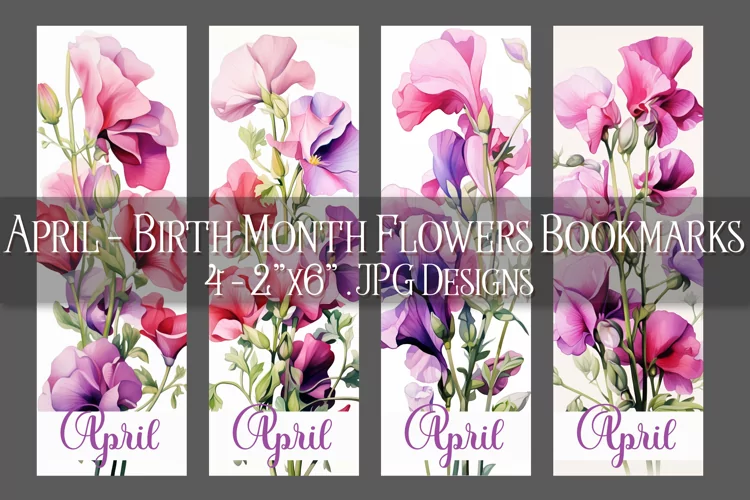 Floral Bookmark, April Bookmark, Sweetpea Flowers Bookmarks