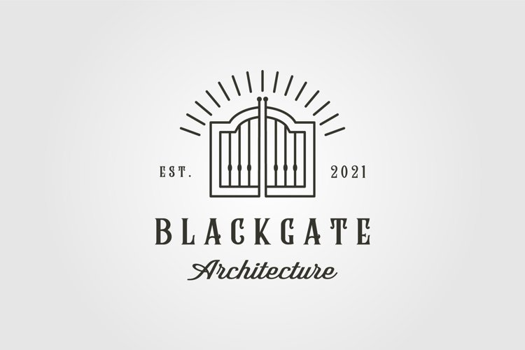 vintage curved gate logo vector illustration design