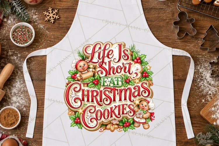 Christmas Baking Typography PNG, Christmas Cookie Saying example image 1