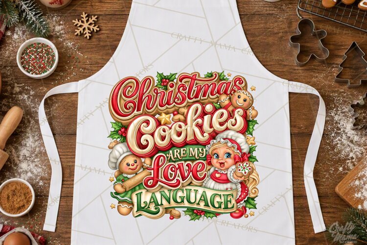 Christmas Baking Typography PNG, Christmas Cookie Saying example image 1
