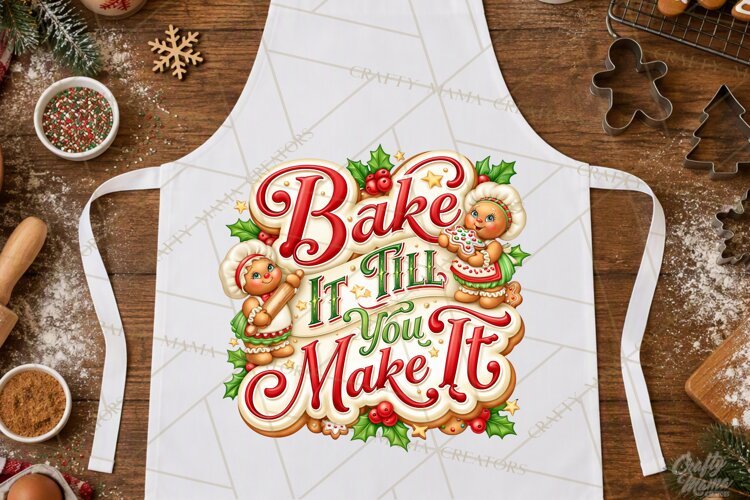 Christmas Baking Typography PNG, Christmas Cookie Saying example image 1