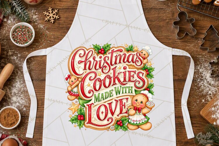 Christmas Baking Typography PNG, Christmas Cookie Saying example image 1