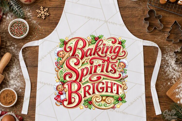 Christmas Baking Typography PNG, Christmas Cookie Saying example image 1