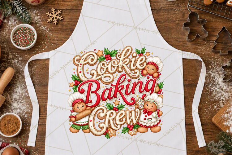 Christmas Baking Typography PNG, Christmas Cookie Saying example image 1