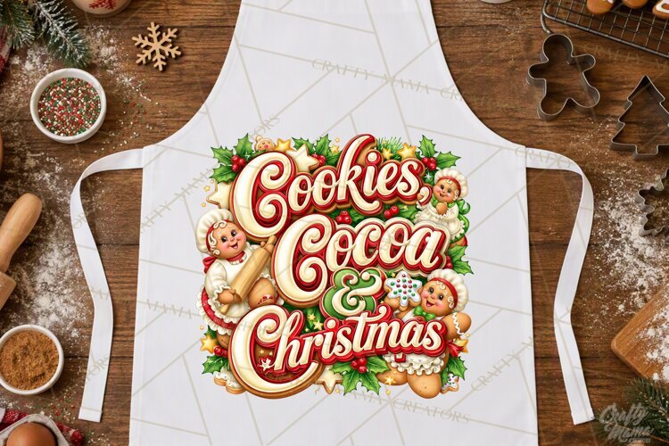 Christmas Baking Typography PNG, Christmas Cookie Saying example image 1