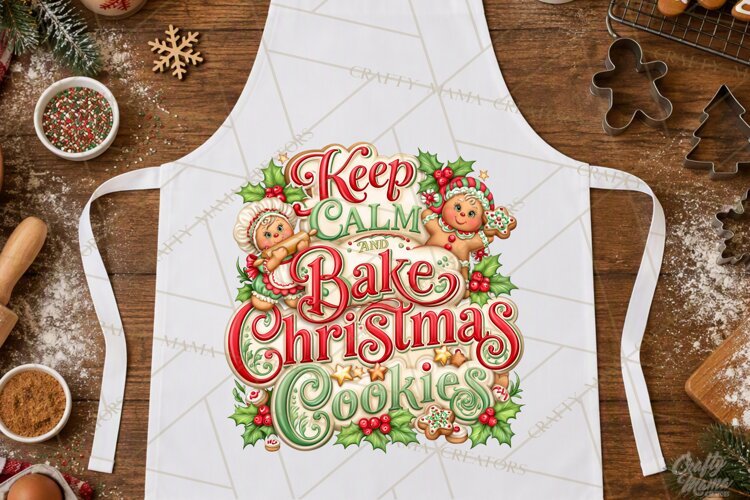 Christmas Baking Typography PNG, Christmas Cookie Saying example image 1