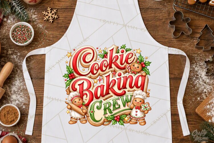 Christmas Baking Typography PNG, Christmas Cookie Saying example image 1