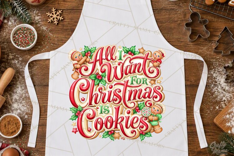 Christmas Baking Typography PNG, Christmas Cookie Saying example image 1