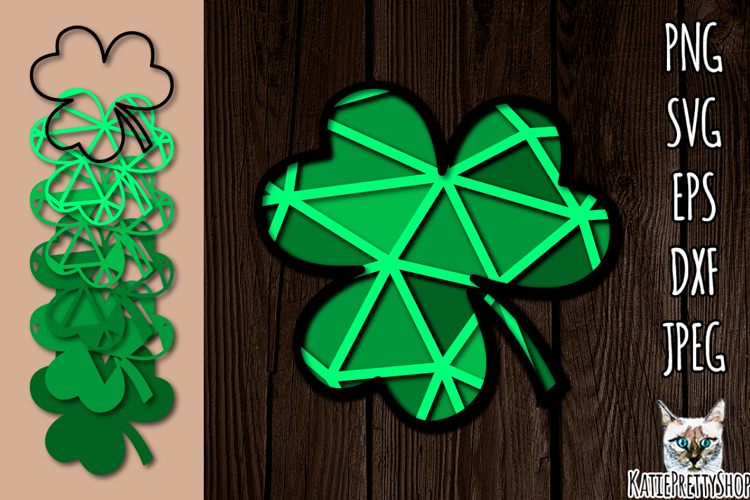 3d layered shamrock svg, multilayered St Patricks paper cut
