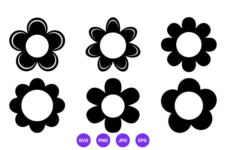 Black Floral Silhouette Shapes Vector