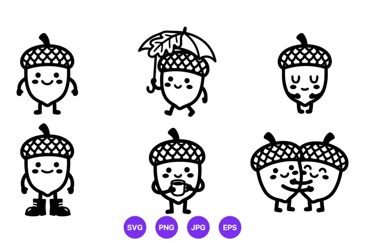 Cute Acorn Friends Autumn Character Illustrations example image 1