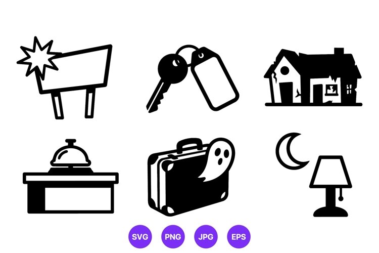 Black Travel House Luggage And Hotel Icon example image 1