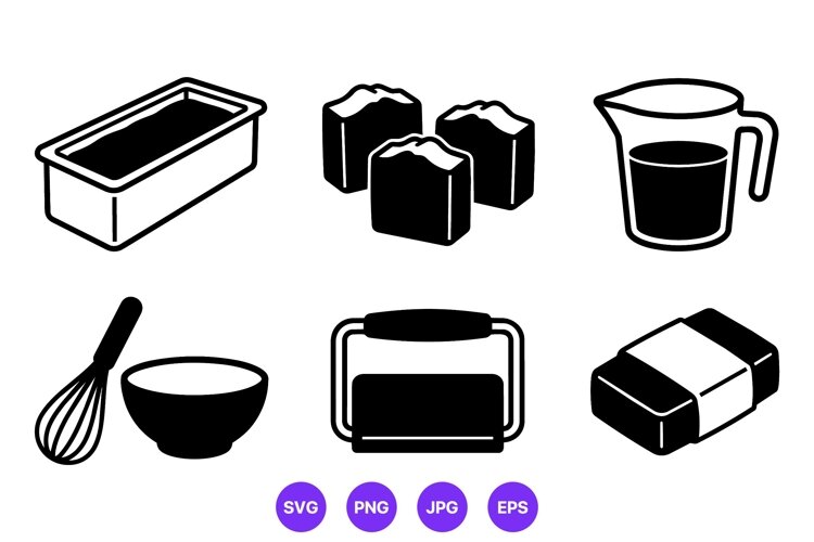 Black And White Baking Kitchen Icons example image 1
