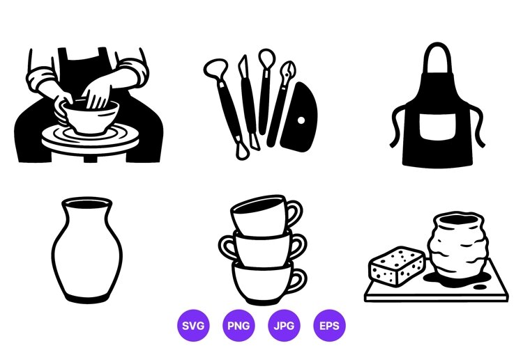 Coffee Shop Pottery And Barista Tools Clipart example image 1