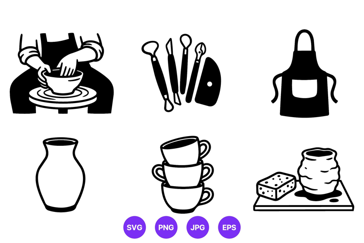Coffee Shop Pottery And Barista Tools Clipart