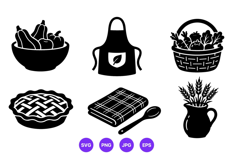 Black And White Kitchen Harvest Icon