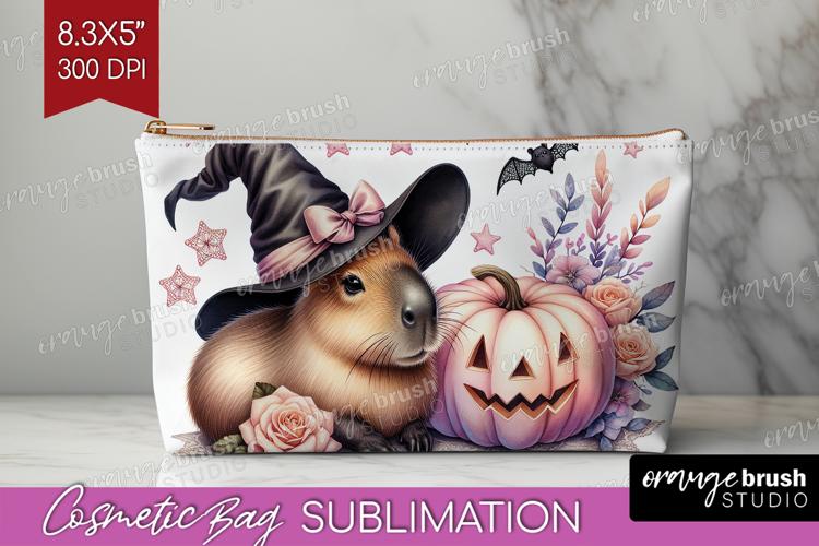 Capybara Halloween Cosmetic Bag Coquette Makeup Bag PNG