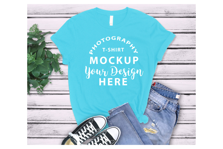 Bella Canvas 3001 T-shirt Mockup AQUA