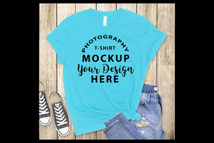 Bella Canvas 3001 t-shirt mock-up AQUA