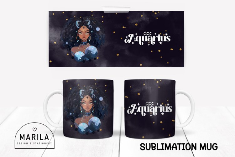 Aquarius Zodiac Sign mug sublimation designs