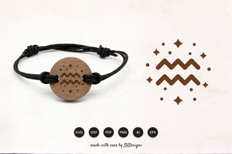 Aquarius Bracelet Laser Cut SVG - Wooden Zodiac Laser Cut
