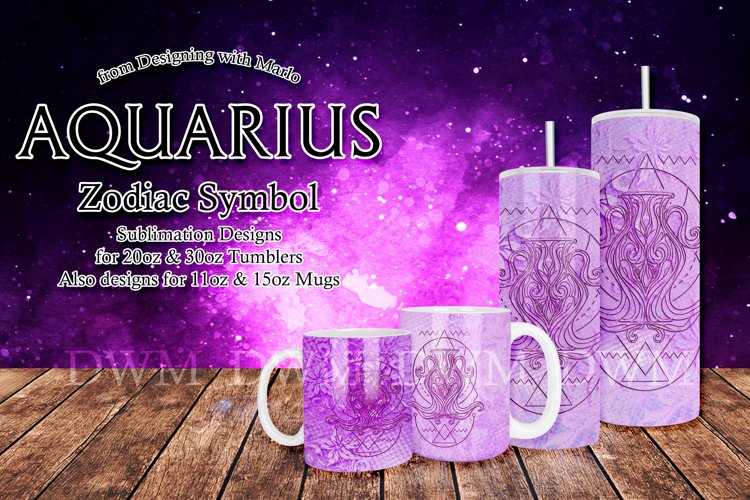 Aquarius - Zodiac Sign Iridescent Drinkware Wraps example image 1