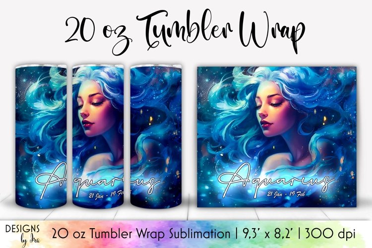 Aquarius Zodiac Tumbler Sublimation | 20 oz Aquarius Tumbler