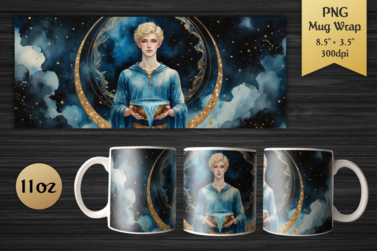 Aquarius Zodiac 11oz Mug Wrap | Sublimation Design