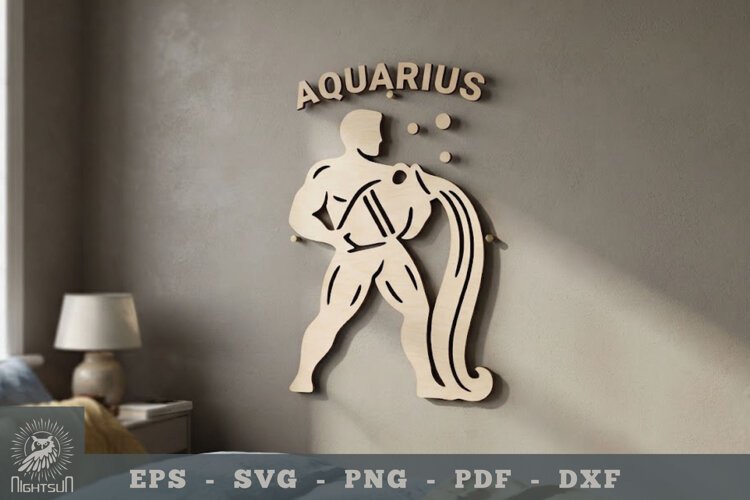 Aquarius Zodiac Lasercut Wall Decor example image 1