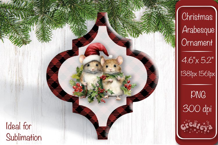 Arabesque tiles Christmas ornament Sublimation Watercolor