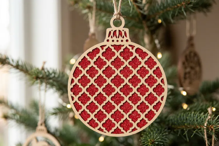 Arabesque Christmas Bauble SVG, Laser Cut Ornament File