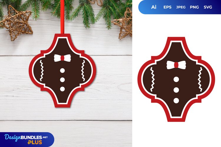 Gingerbread Cloth Arabesque Tile Ornament, Christmas Decor
