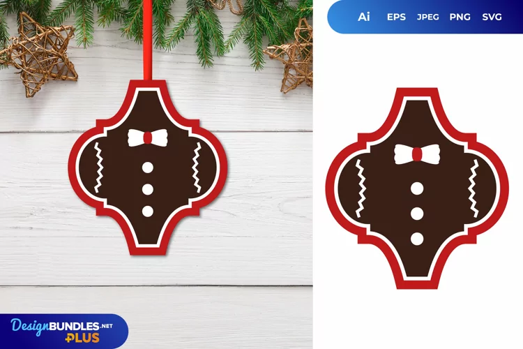 Gingerbread Cloth Arabesque Tile Ornament, Christmas Decor