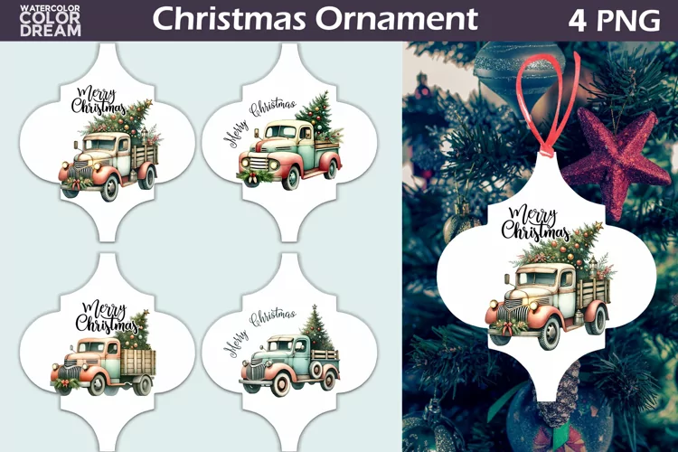 Vintage Truck Arabesque Ornament | Retro Christmas Ornament