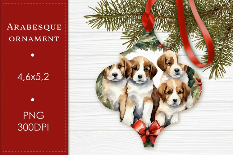 Arabesque Ornament Cute Puppies | Christmas Ornament