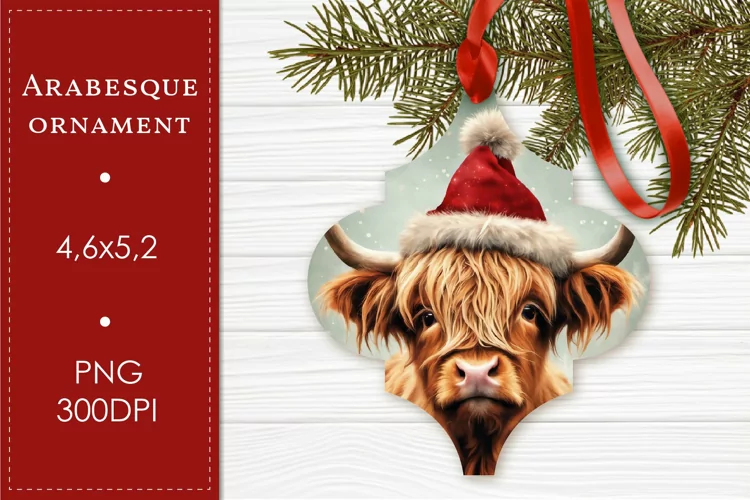 Arabesque Ornament Highland Cow | Christmas Ornament